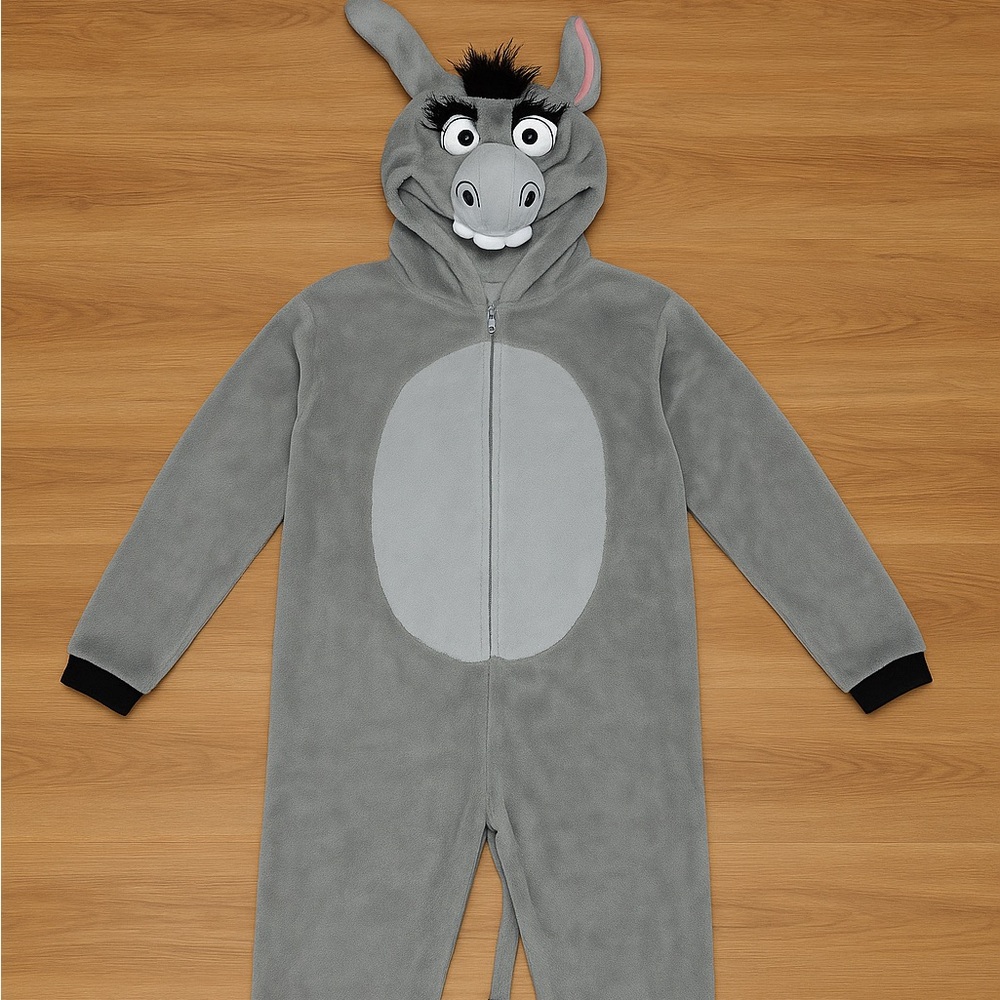 Briefly Stated Donkey Costume XL – Plush Hooded One Piece Pajama Suit